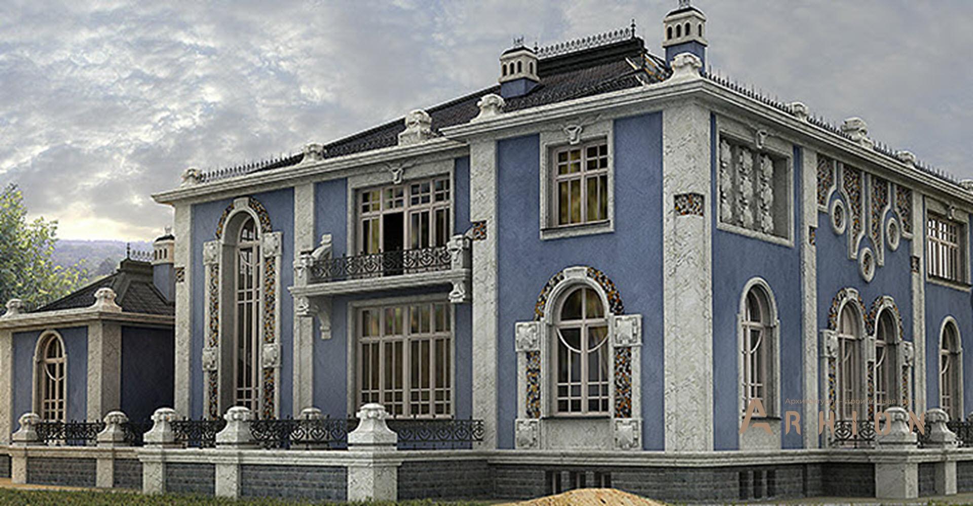 3. Проект двухэтажного дома в классическом стиле с многоскатной кровлей, SOV-11, площадью - 1119 кв c цокольным этажом, терассой, балконом